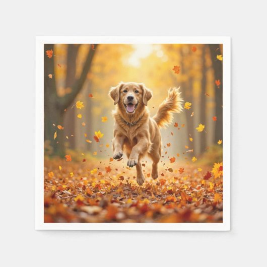 Goldener Retriever im Herbstwald Serviette (Vorderseite)
