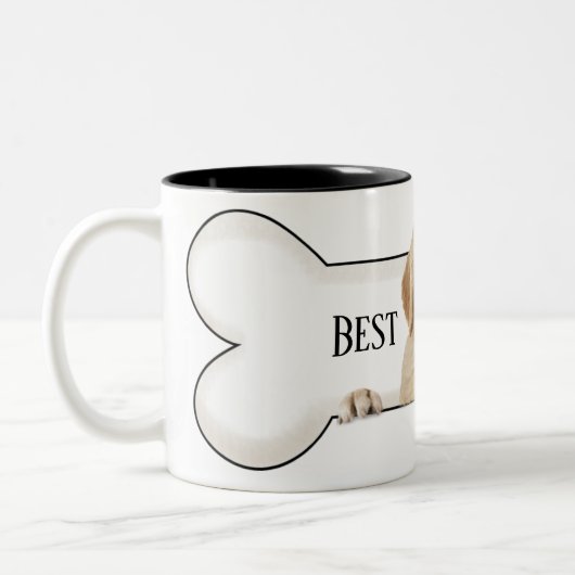 Goldener Retriever im Hundebund Zweifarbige Tasse (Links)