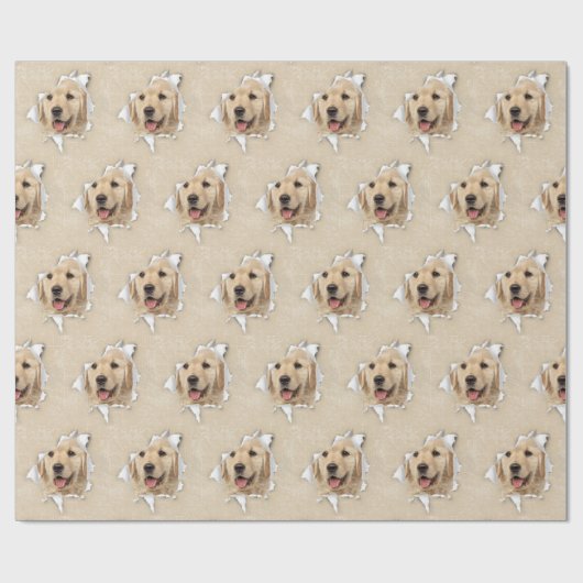 Goldener Retriever im Papierloch Geschenkpapier (Flach)