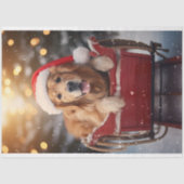 Goldener Retriever im Schlitten 2 Dekoupage Papier (Vorderseite)