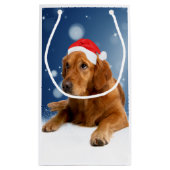 Goldener Retriever im Schnee Weihnachten Kleine Geschenktüte (Rückseite)