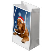 Goldener Retriever im Schnee Weihnachten Kleine Geschenktüte (Rückseite Schrägansicht)