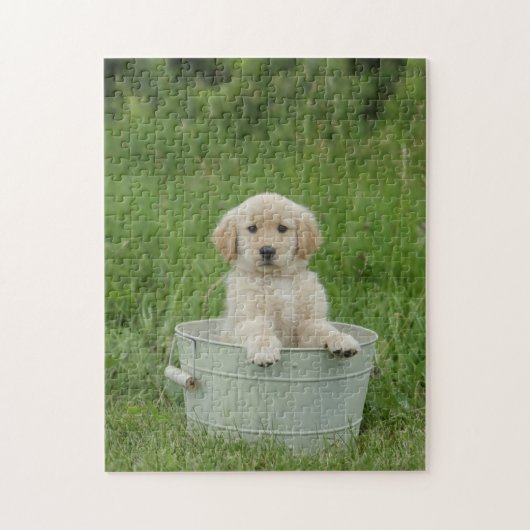 Goldener Retriever im Waschbecken Puzzle (Vertikal)