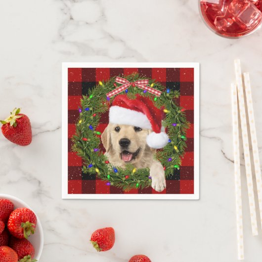 Goldener Retriever im Weihnachtskranz Serviette (Beispiel)
