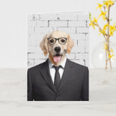 Goldener Retriever in Anzug und Brille Karte (Gelbe Blume)