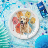 Goldener Retriever in Aquarellfarben Printwerbung Pappteller (Party)