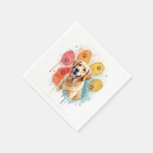 Goldener Retriever in Aquarellfarben Printwerbung Serviette (Ecke)