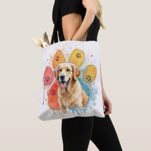 Goldener Retriever in Aquarellfarben Printwerbung Tasche
