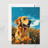 Goldener Retriever in Blumenfeldern - Postkarte (Vorne/Hinten)