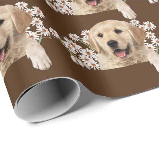 Goldener Retriever in Brauntönen Geschenkpapier (Rolleneckpunkt)