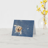 Goldener Retriever in Denim Hole Note Card Karte (Gelbe Blume)