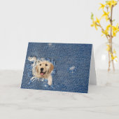 Goldener Retriever in Denim Hole Note Card Karte (Gelbe Blume)