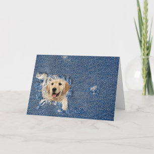 Goldener Retriever in Denim Hole Note Card Karte