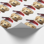 Goldener Retriever in der Weihnachtsmannmütze Geschenkpapier (Ecke)