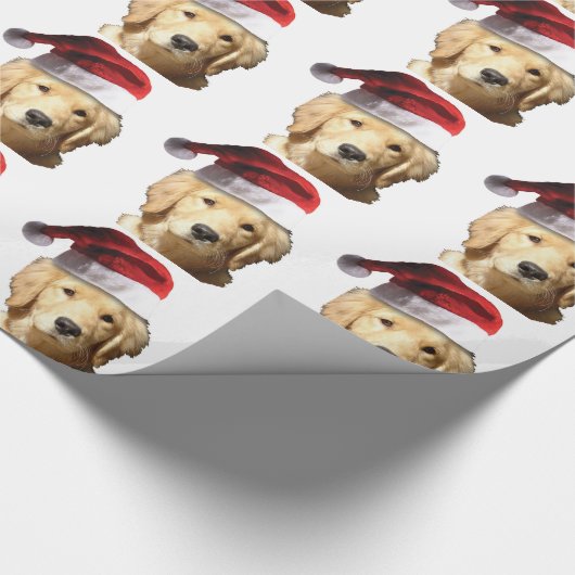 Goldener Retriever in der Weihnachtsmannmütze Geschenkpapier (Ecke)