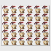 Goldener Retriever in der Weihnachtsmannmütze Geschenkpapier (Flach)