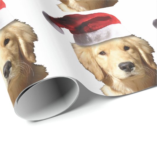 Goldener Retriever in der Weihnachtsmannmütze Geschenkpapier (Rolleneckpunkt)