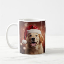 Goldener Retriever in der Weihnachtsmannmütze