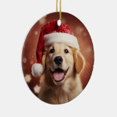 Goldener Retriever in der Weihnachtsmannmütze Keramik Ornament (Rechts)