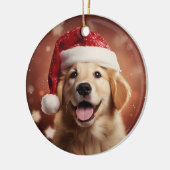 Goldener Retriever in der Weihnachtsmannmütze Keramik Ornament (Links)