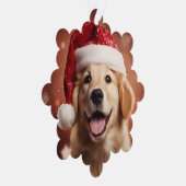 Goldener Retriever in der Weihnachtsmannmütze Ornament Karte (Rechts)
