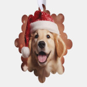 Goldener Retriever in der Weihnachtsmannmütze Ornament Karte (Linke Ecke)