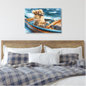 Goldener Retriever in einem Vintagen Holzmotorschi Leinwanddruck (Insitu (Schlafzimmer))
