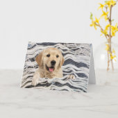 Goldener Retriever in Frayed Denim Karte (Gelbe Blume)