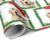 Goldener Retriever in grünem Rahmen Geschenkpapier (Rolleneckpunkt)
