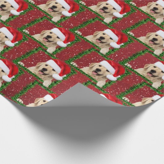Goldener Retriever in grünem Rahmen Geschenkpapier (Ecke)