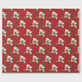 Goldener Retriever in grünem Tinsel-Umschlagpapier Geschenkpapier (Flach)