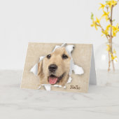 Goldener Retriever in Paper Hole Hello Card Karte (Gelbe Blume)