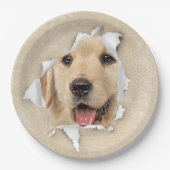 Goldener Retriever in Paper Hole Pappteller (Vorderseite)