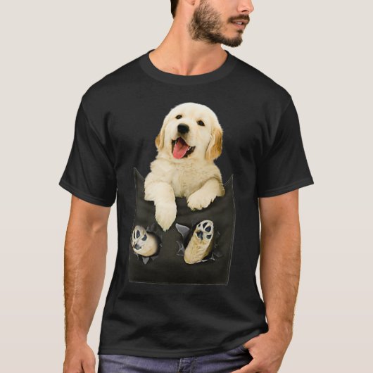 Goldener Retriever in Pocket Puppy T-Shirt (Vorderseite)