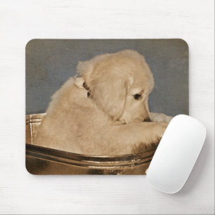 Goldener Retriever in Retro-Waschen Mousepad