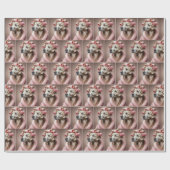 Goldener Retriever in rosafarbenen Haarburtern Geschenkpapier (Flach)