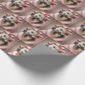 Goldener Retriever in rosafarbenen Haarburtern Geschenkpapier (Ecke)