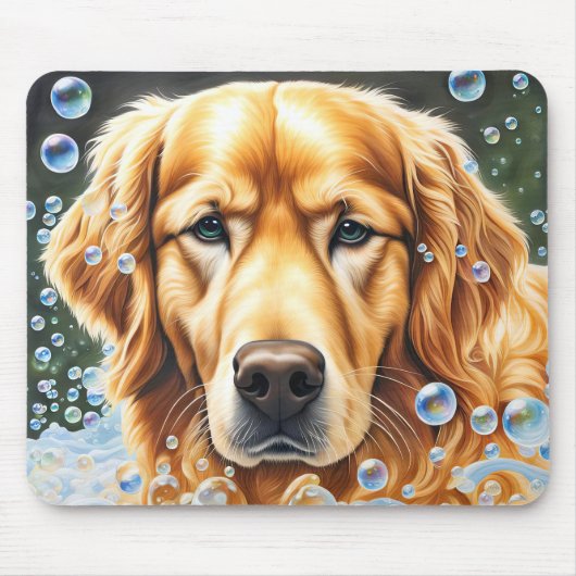 Goldener Retriever in Seifenblasen Mousepad (Vorne)