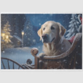 Goldener Retriever in Sleigh 3 Entdeckungspapier Seidenpapier (Vorderseite)