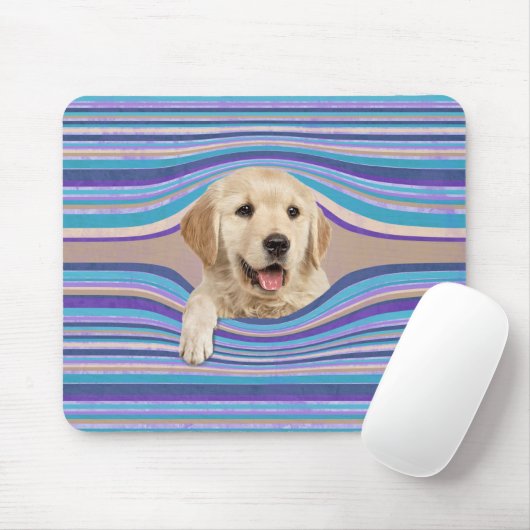 Goldener Retriever in Streifen Mousepad (Mit Mouse)