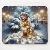 Goldener Retriever in Weihnachtsbeleuchtung getanz Mousepad (Vorne)