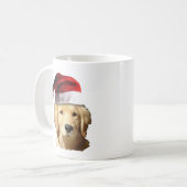 Goldener Retriever in Weihnachtsmannmütze Kaffeetasse (Vorderseite Links)