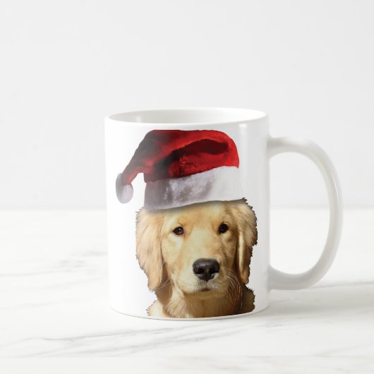 Goldener Retriever in Weihnachtsmannmütze Kaffeetasse (Rechts)