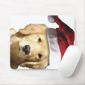 Goldener Retriever in Weihnachtsmannmütze Mousepad (Mit Mouse)