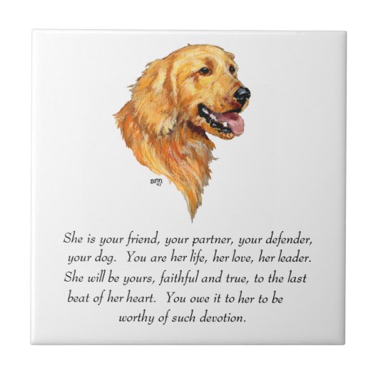 Goldener Retriever Keepake Fliese (Vorderseite)