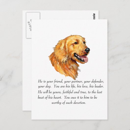 Goldener Retriever Keepake Postkarte (Vorne/Hinten)