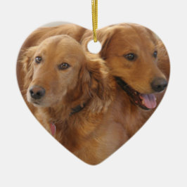 Goldener Retriever-Liebe-Herz-Verzierung Keramikornament