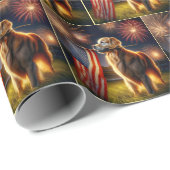Goldener Retriever mit amerikanischer Flagge Geschenkpapier (Rolleneckpunkt)