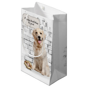 Goldener Retriever mit Baseball und Handschuh Kleine Geschenktüte