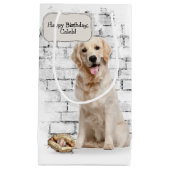 Goldener Retriever mit Baseball und Handschuh Kleine Geschenktüte (Vorderseite)